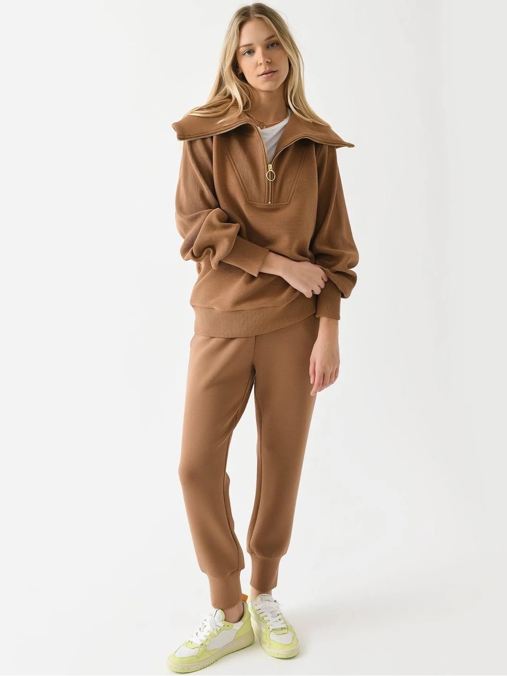 VARLEY Vine Ottoman Half Zip Sweatshirt Size medium Camel - Picture 4 of 15